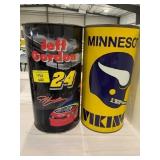 JEFF GORDON & MINNESOTA VIKINGS METAL TRASH CANS