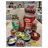 GROUP OF ADVERTISING TINS OF ALL KINDS