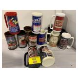 GROUP OF VINTAGE PLASTIC BEER STEIN MUGS OF ALL