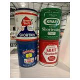 4 METAL LARD CANS