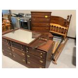 BEDROOM FURNITURE SET - BED FRAME, DRESSER W/