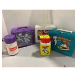 3 VINTAGE PLASTIC LUNCHBOXES W/ 2 THERMOS