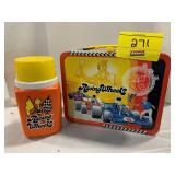VINTAGE METAL RACING WHEELS LUNCHBOX & THERMOS