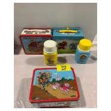 3 METAL LUNCHBOXES - 2 THERMOS