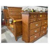 4-PIECE WOODEN SLEIGH BED SET - BED FRAME, CHEST