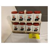 ANTIQUE TIPP CITY MILK GLASS SPICE JAR SET W/