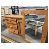 WOODEN DRESSER W/ MIRROR                   (BY
