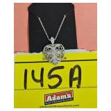 VERY PRETTY 14KT WHITE GOLD HEART PENDANT WITH