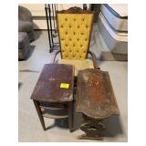 YELLOW UPHOLSTERED ACCENT CHAIR, 2 WOODEN