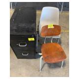 2 OFFICE CHAIRS, METAL FILE CABINET