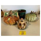 ART GLASS PUMPKIN, FALL Dï¿½COR, TEAPOT, ETC