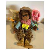 MONKEY PLUSH, 2 VINTAGE MECHANICAL TOYS