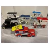 GROUP OF DIECAST ADVERTISING TRUCK BANKS OF ALL
