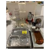 BUFFET SERVER, SILVER LEAF GLASSES, CARAFES,