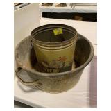 HUNTER LARD CAN, METAL WASH BUCKET