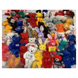 LARGE GROUP OF SPORTS, WWE & MISC PLUSH BEARS OF