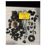 DENDRITIC AGATE, HEMETITE STONES & NECKLACE,