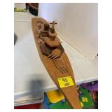 WOODEN WARSHIP BOAT 3FT LONG