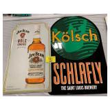 JIM BEAM & SCHLAFLY METAL LIQUOR SIGNS