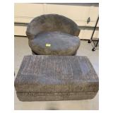 GREY UPHOLSTERED ROUND CHAIR & MISMATCH BUT STILL
