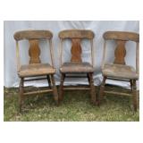 Set of 3 old wooden chairs