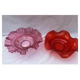Lot of 2 ruffled glassware bowls
