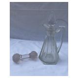 Vinegar cruet and glass spoon rest
