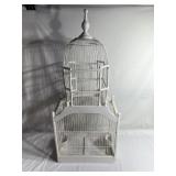 White painted wooden bird cage