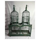 Green painted wooden bird cage