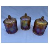 Set of 3 carnival glass candy dishes