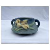 Roseville blue double handled bowl