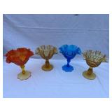 Lot of 4 glass pedestal pieces