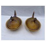 Pair of carnival glass hen on a nests