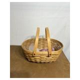 Lonaberger double handled basket with cloth and pl