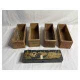 Lot of wooden boxes. Includes 4 Windsor cheese box