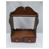 Wooden Wall Shelf with two drawers.