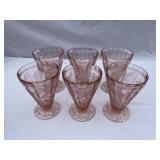 Set of 6 Glasses Pink Depression Glass