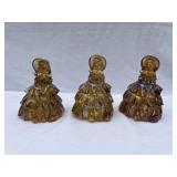 Set of 3 carnival glass ladies