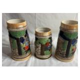 Lot of 3 beer steins. Two are marked Japan on the