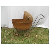 Metal and woven wood Doll Buggy
