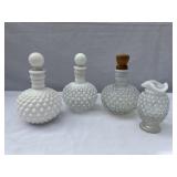 Lot of four Opalescent Hobnail glass pieces. 4 per