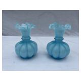 Pair of ruffled glass vases