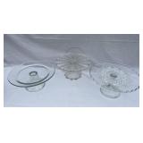 Lot of 3 glass cake stands