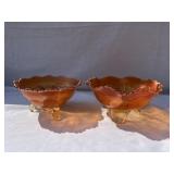 Lot of 2 carnival glass footed bowls