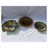 Lot of 3 carnival glass dishes