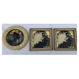 Lot of 3 silhouette pictures. Two in square frames