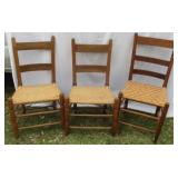 Lot of three cane bottom chairs.