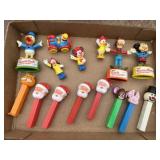 Flat of Pez Despensers and Misc Toys
