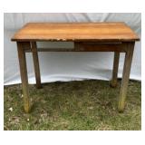 Wooden desk, missing drawer.