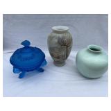 Lot of 3 glass dishes. Includes footed dish (Westm